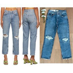 NWT AGOLDE Lana Crop Mid Rise Vintage Straight Jeans - Cornerstone - Size 25